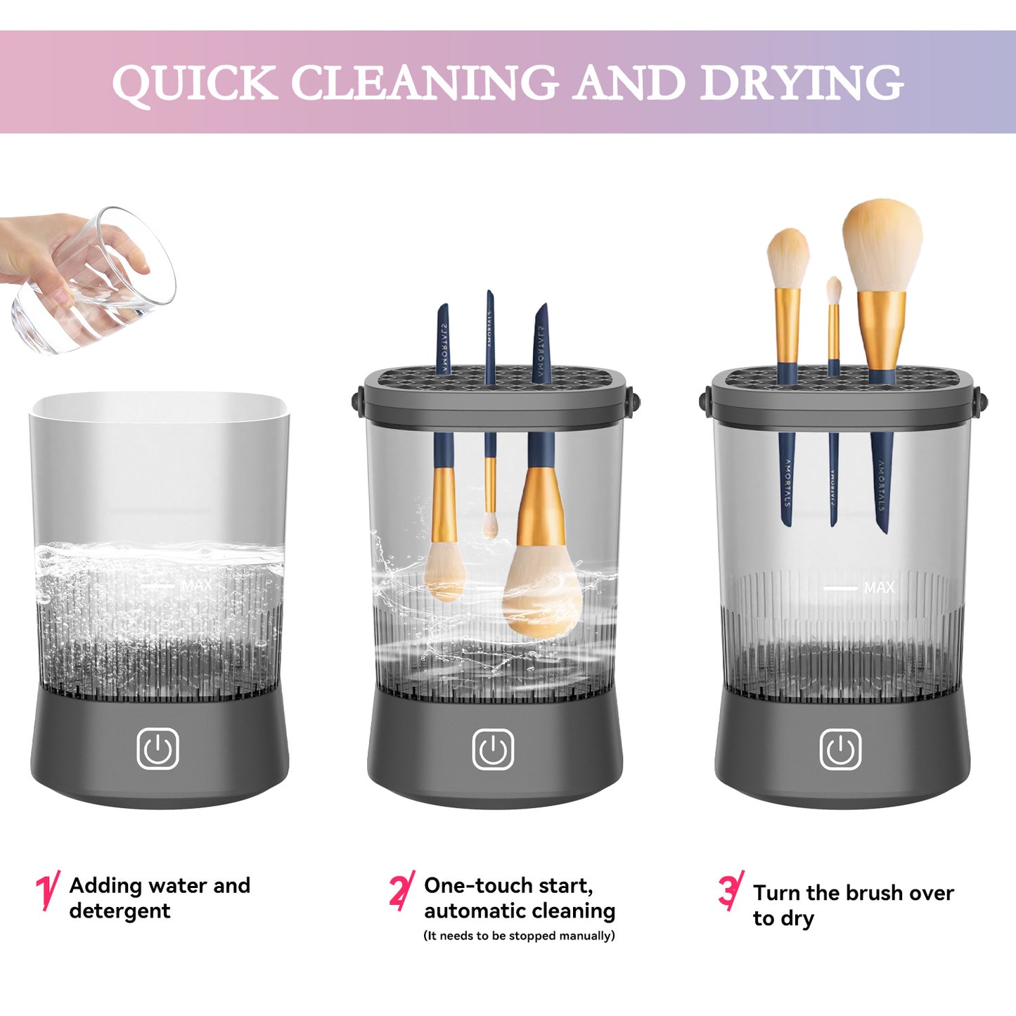 Electric Makeup Brush Cleaner - 9000 RPM Makeup Brush Cleaning Machine, Cleaner For Makeup Sponges And Brushes
